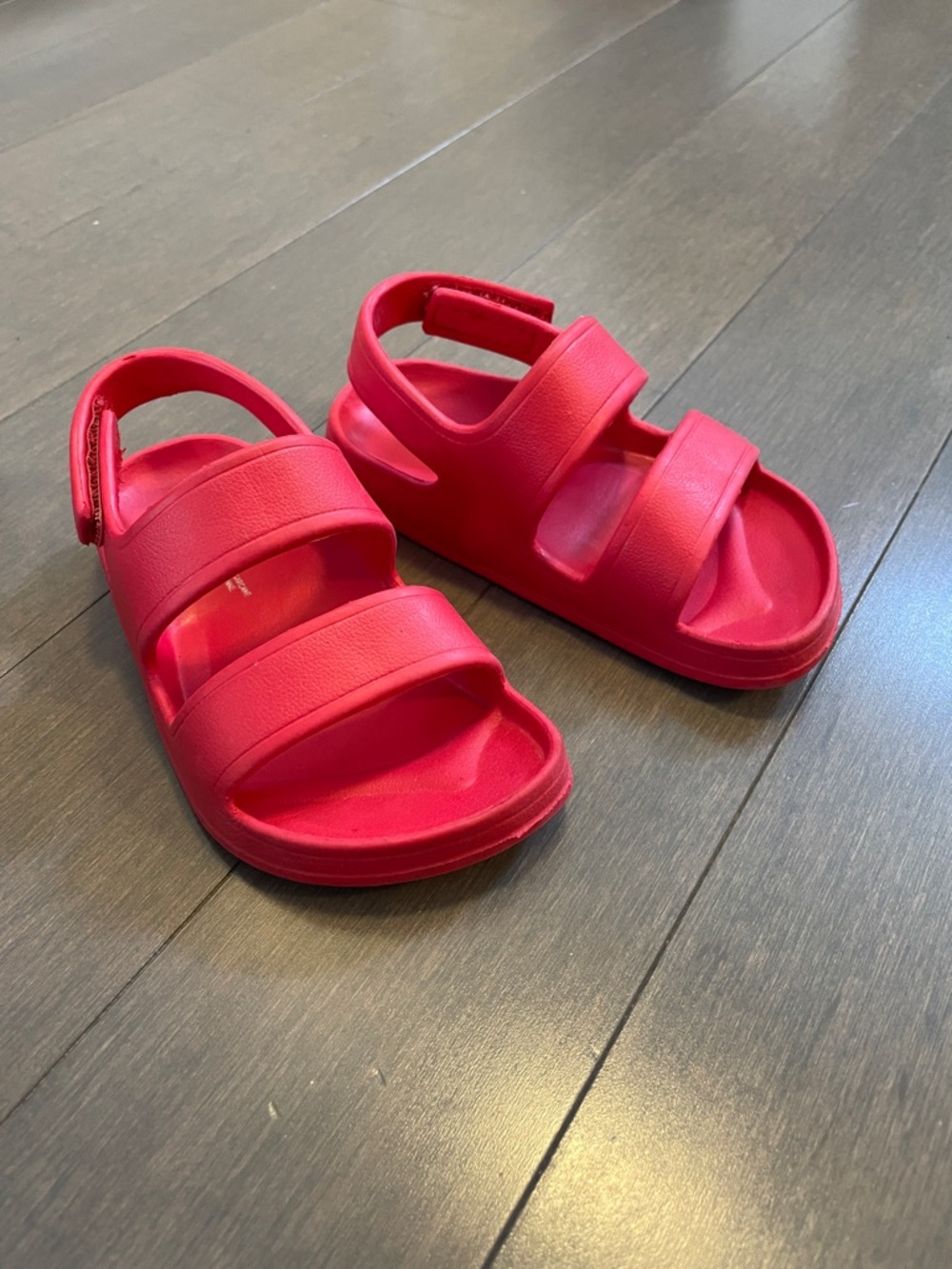 Kids Red Velcro Strap Sandals
